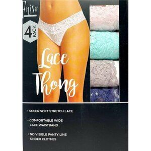 Felina Women's Soft Stretch No Visible Panty Line Lace Thong 4-Pack (Multi, M/L)